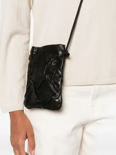 Sommet Gathered Satchel Crossbody Bag In Black