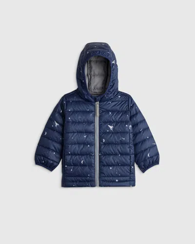 Quince Lightweight Down Hooded Puffer Jacket In Blue