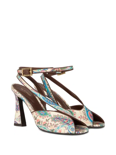 Etro Printed Ankle-strap Sandals In Multi