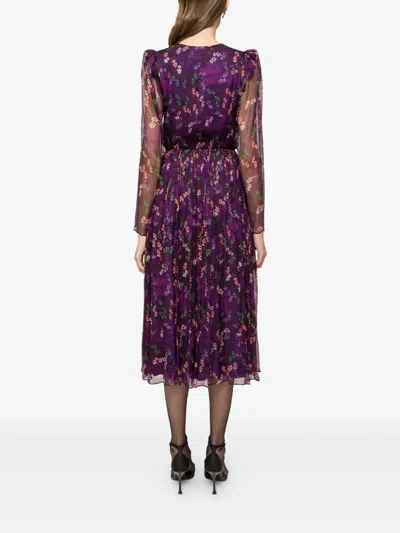 Nissa Flower-appliqué Midi Dress In Purple