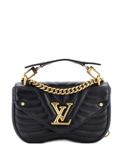 Pre-owned Louis Vuitton New Wave Chain Bag Quilted Leather Pm Shoulder Bag In Black