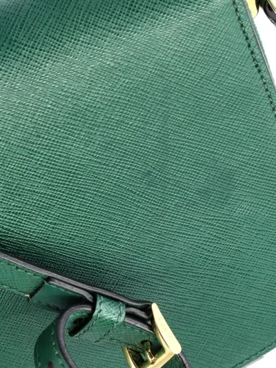 Pre-owned Prada Embleme Flap Bag Saffiano Leather Small Shoulder Bag In Green