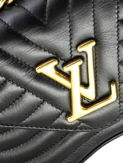 Pre-owned Louis Vuitton New Wave Chain Bag Quilted Leather Pm Shoulder Bag In Black