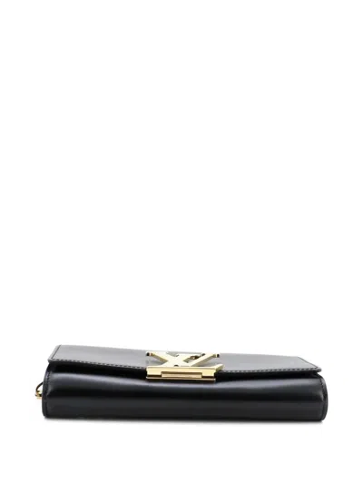 Pre-owned Louis Vuitton Chain Louise Clutch Leather Mm Shoulder Bag In Black