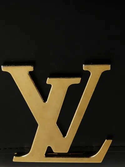 Pre-owned Louis Vuitton Chain Louise Clutch Leather Mm Shoulder Bag In Black
