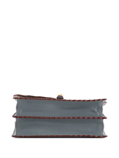 Pre-owned Fendi Kan I Bag Leather Medium Shoulder Bag In Gray