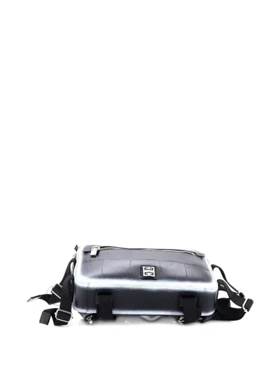 Pre-owned Givenchy Bum Bag Crocodile Embossed Leather Belt Bag In Black