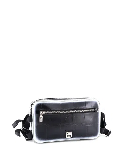 Pre-owned Givenchy Bum Bag Crocodile Embossed Leather Belt Bag In Black