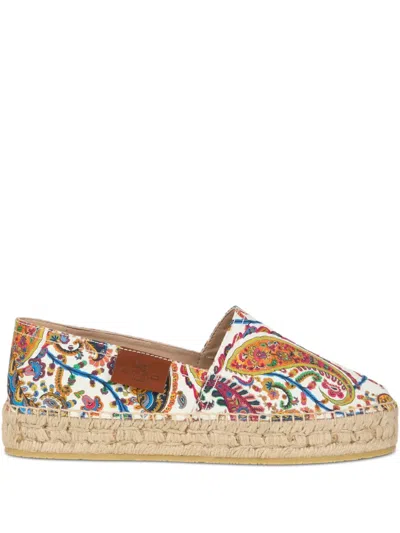Etro Paisley Cotton Espadrilles Round Toe Sole In Multi