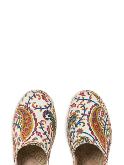 Etro Paisley Cotton Espadrilles Round Toe Sole In Multi