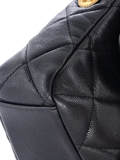 Pre-owned Chanel Twist Your Buttons Flap Bag Quilted Caviar Small Crossbody Bag In Black