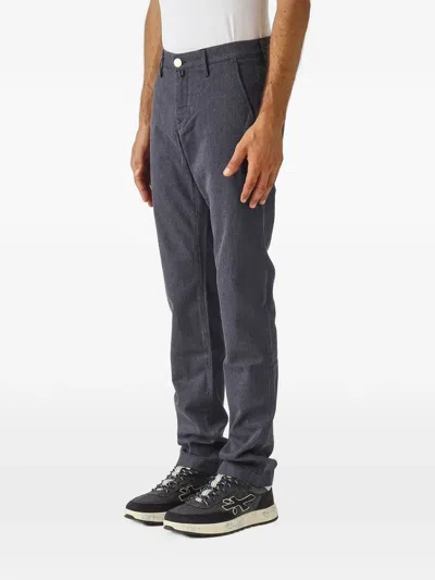 Jacob Cohen Bobby Slim-fit Tessuto Chevron Di Cotone Stretch Tinto In Capo Trousers In Gray