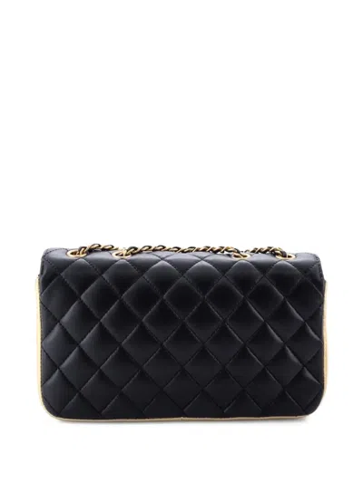 Pre-owned Chanel Cc Chic Double Flap Bag Quilted Lambskin Small Crossbody Bag In Black