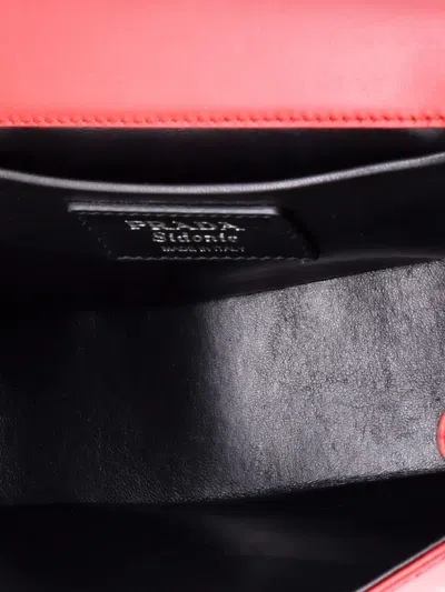 Pre-owned Prada Sidonie City Calf Medium Shoulder Bag In Red