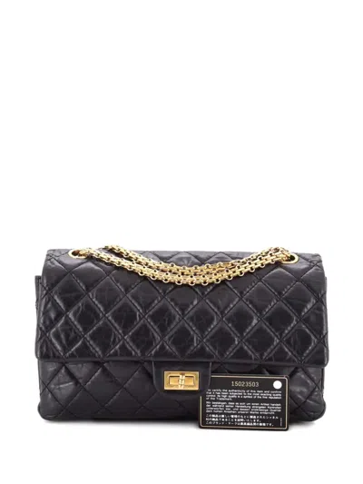 Pre-owned Chanel Reissue 2.55 Flap Bag Quilted Aged Calfskin 226 Shoulder Bag In Black