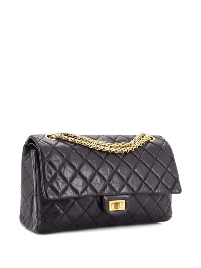 Pre-owned Chanel Reissue 2.55 Flap Bag Quilted Aged Calfskin 226 Shoulder Bag In Black