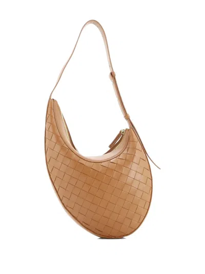 Pre-owned Bottega Veneta Drop Intrecciato Nappa Small Shoulder Bag In Brown