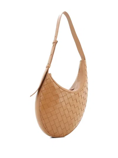 Pre-owned Bottega Veneta Drop Intrecciato Nappa Small Shoulder Bag In Brown