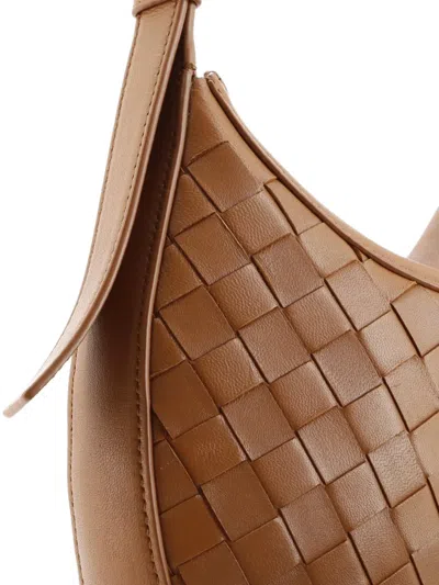 Pre-owned Bottega Veneta Drop Intrecciato Nappa Small Shoulder Bag In Brown