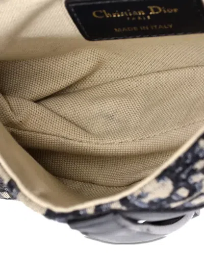 Pre-owned Dior Saddle Handbag Oblique Canvas Mini Shoulder Bag In Blue