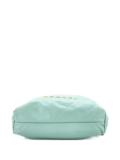 Pre-owned Chanel 22 Chain Quilted Calfskin Medium Backpack In Green