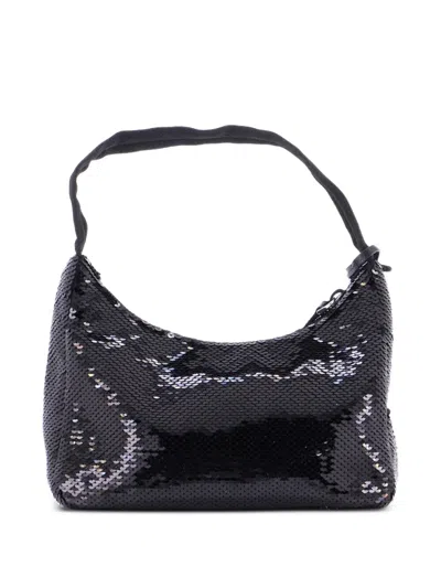 Pre-owned Prada Re-edition 2000 Sequins Mini Hobo Bag In Black
