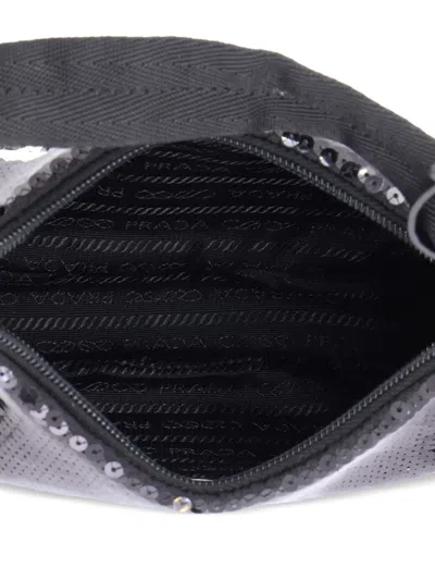 Pre-owned Prada Re-edition 2000 Sequins Mini Hobo Bag In Black