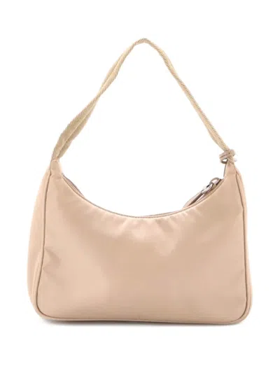 Pre-owned Prada Re-edition 2000 Tessuto Mini Hobo Bag In Neutral
