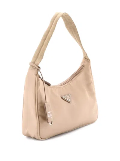 Pre-owned Prada Re-edition 2000 Tessuto Mini Hobo Bag In Neutral