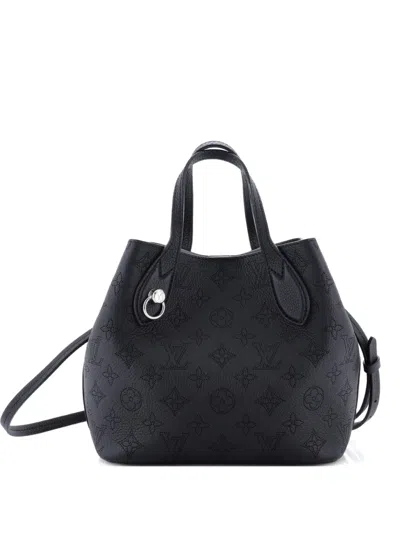 Pre-owned Louis Vuitton Blossom Tote Mahina Leather Pm Shoulder Bag In Black