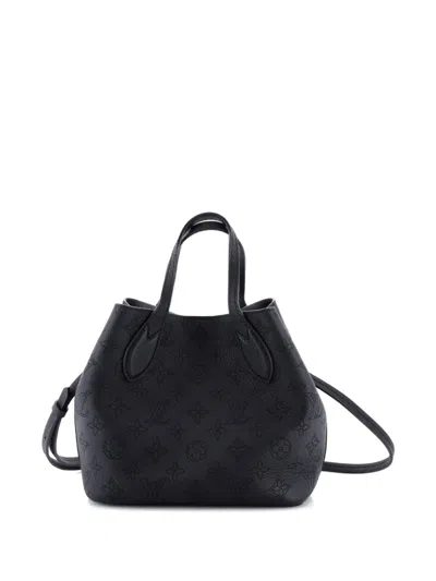 Pre-owned Louis Vuitton Blossom Tote Mahina Leather Pm Shoulder Bag In Black