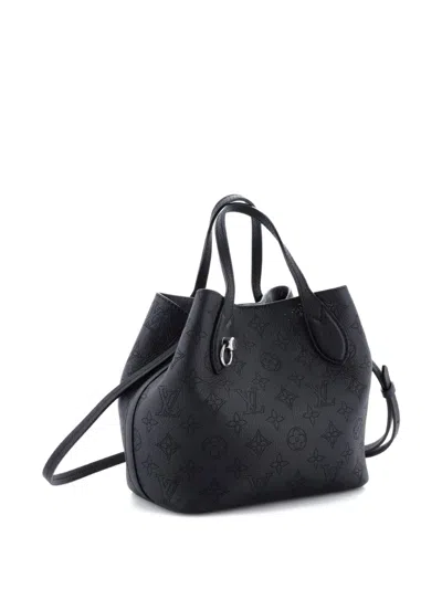 Pre-owned Louis Vuitton Blossom Tote Mahina Leather Pm Shoulder Bag In Black