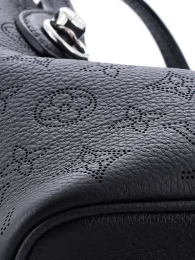 Pre-owned Louis Vuitton Blossom Tote Mahina Leather Pm Shoulder Bag In Black