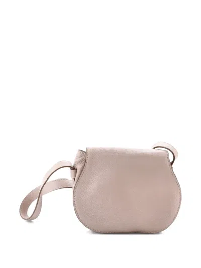Pre-owned Chloé Marcie Leather Mini Crossbody Bag In Neutral