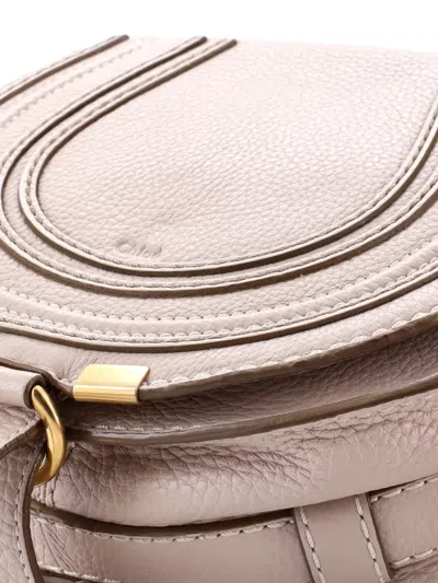 Pre-owned Chloé Marcie Leather Mini Crossbody Bag In Neutral