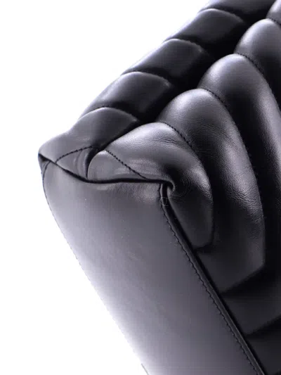 Pre-owned Saint Laurent Loulou Matelasse Chevron Leather Medium Shoulder Bag In Black