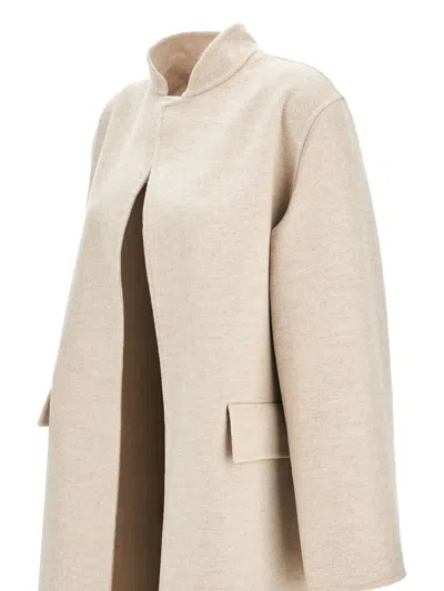 Dušan Flap Pocket Open Front Coat In Neutral