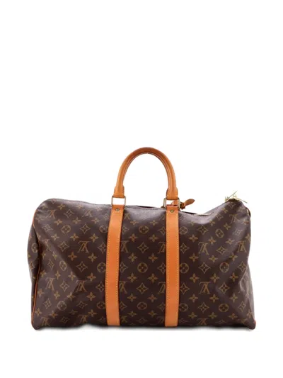 Pre-owned Louis Vuitton Keepall Bag Monogram Canvas 45 Satchel In Brown