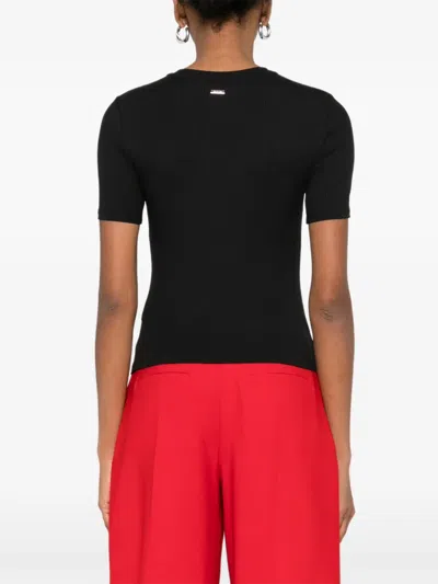 Calvin Klein Ribbed Short-sleeve T-shirt In Black