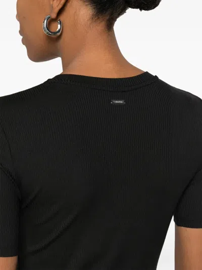 Calvin Klein Ribbed Short-sleeve T-shirt In Black