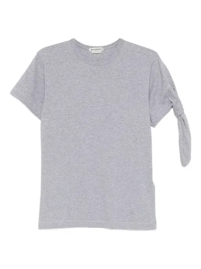 Jw Anderson Crew-neck Knot-detail T-shirt In Gray