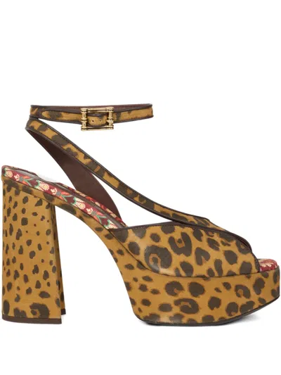 Etro 100mm Platform Animal-print Sandals In Multi