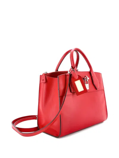 Pre-owned Louis Vuitton City Steamer Handbag Leather Pm Satchel In Red