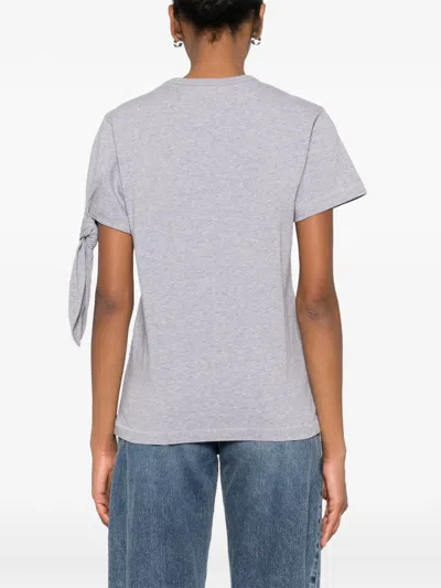 Jw Anderson Crew-neck Knot-detail T-shirt In Gray