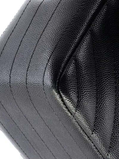 Pre-owned Chanel Classic Double Flap Bag Chevron Caviar Jumbo Shoulder Bag In Black