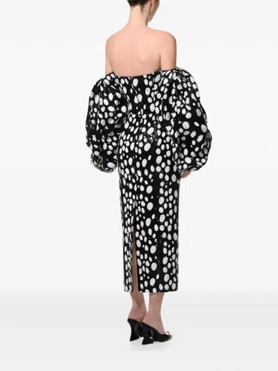 Anouki Sequined Off-shoulder Midi Dress In Black