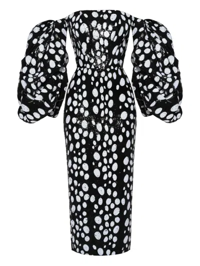 Anouki Sequined Off-shoulder Midi Dress In Black