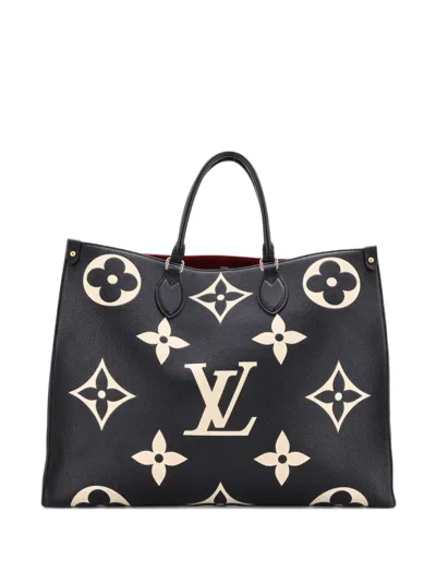 Pre-owned Louis Vuitton Onthego Bicolor Monogram Empreinte Giant Gm Tote Bag In Black