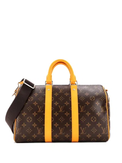 Pre-owned Louis Vuitton Keepall Bandouliere Bag Macassar Monogram Canvas 35 Crossbody Bag In Brown
