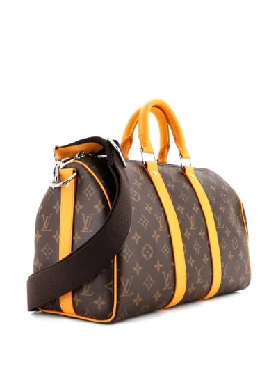 Pre-owned Louis Vuitton Keepall Bandouliere Bag Macassar Monogram Canvas 35 Crossbody Bag In Brown